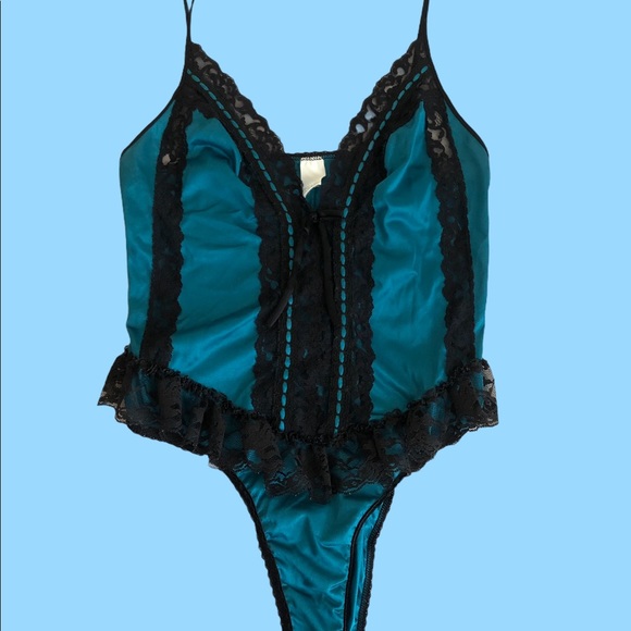 Teal Black Lace Bodysuit/Teddy Size Small - Picture 1 of 1